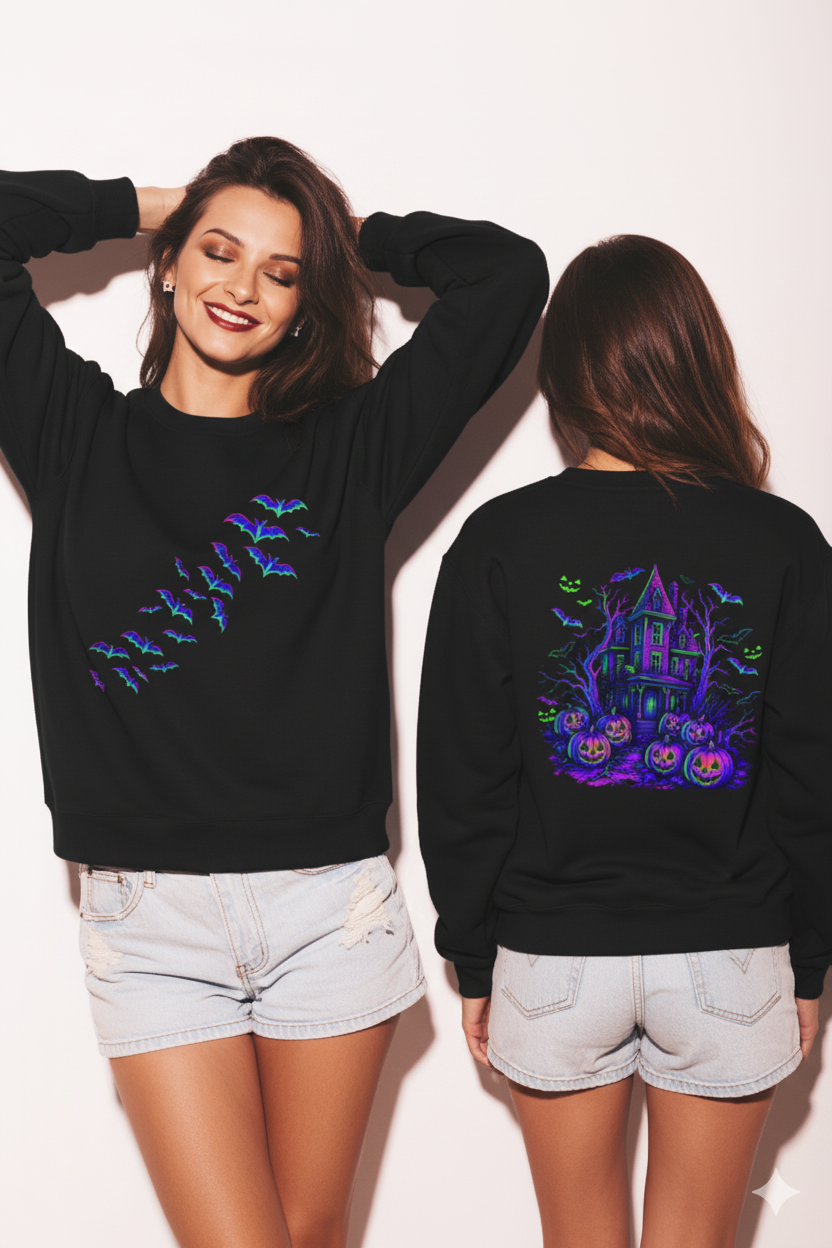 Iridescent Bats Halloween Sweatshirt